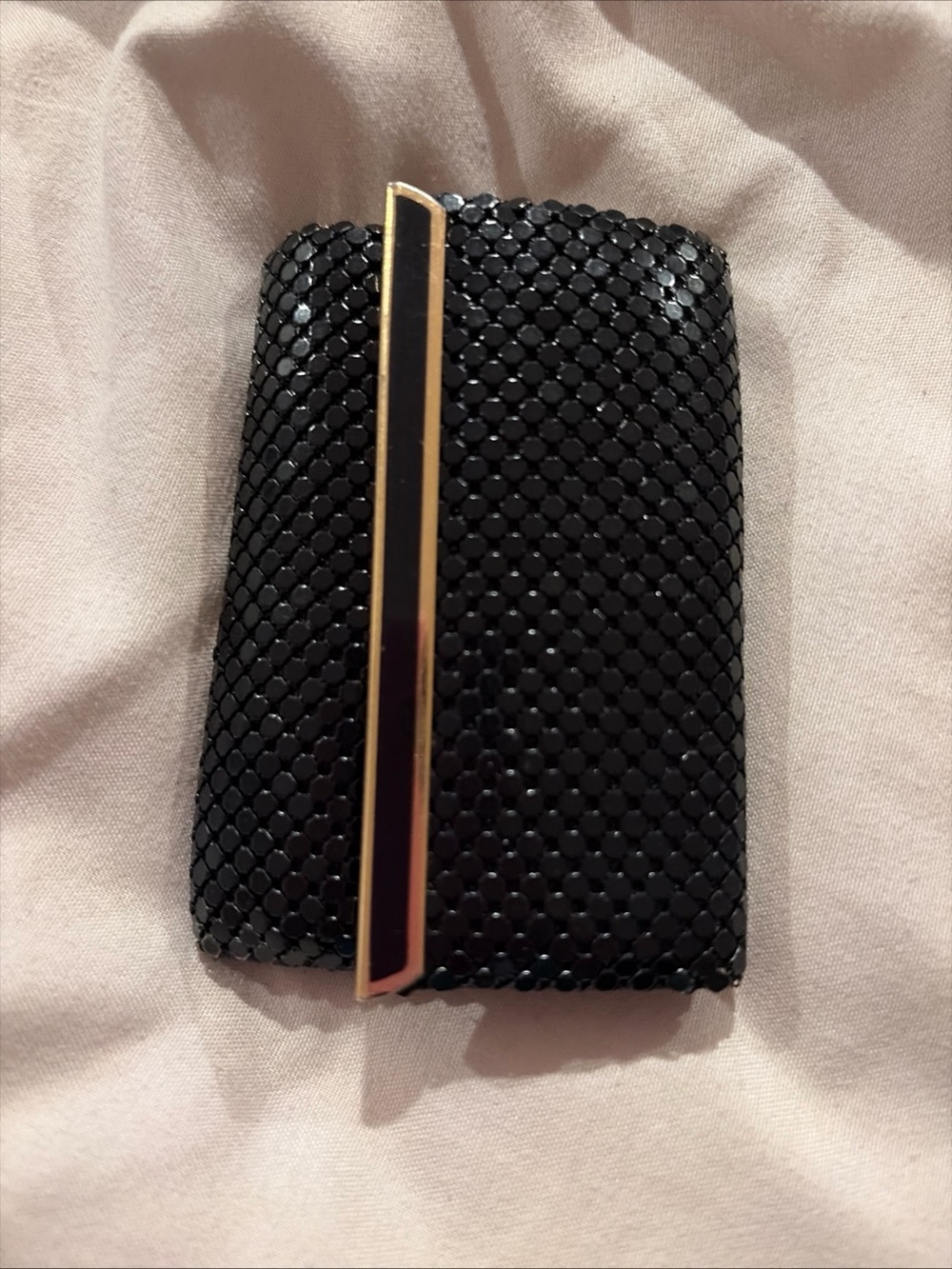 Black Sequin 6 Hook Key Case Gold Tone Organizer